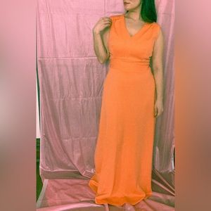 Vintage 1970s Peach Sleeveless Maxi